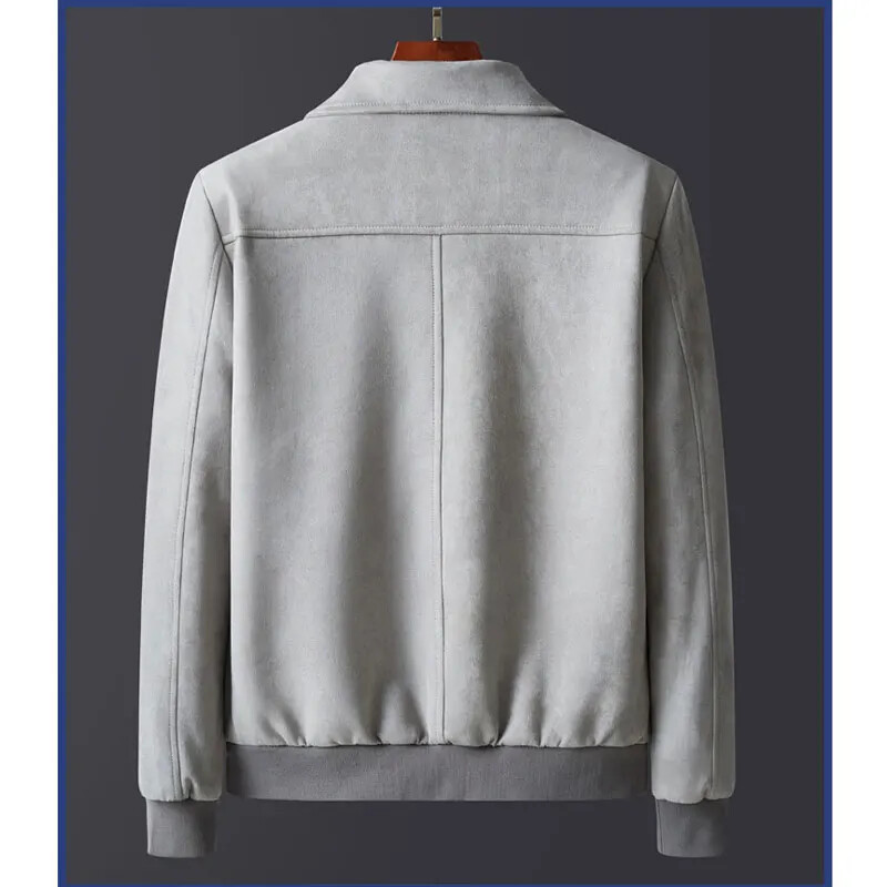 Θερμικό δερμάτινο μπουφάν για άντρες Χειμερινό παλτό μοτοσικλέτας με ζεστή φλις επένδυση ψεύτικο σουέτ, αντιανεμικό εξωτερικό αντιανεμικό επάνω μέρος με φερμουάρ αντιανεμικό