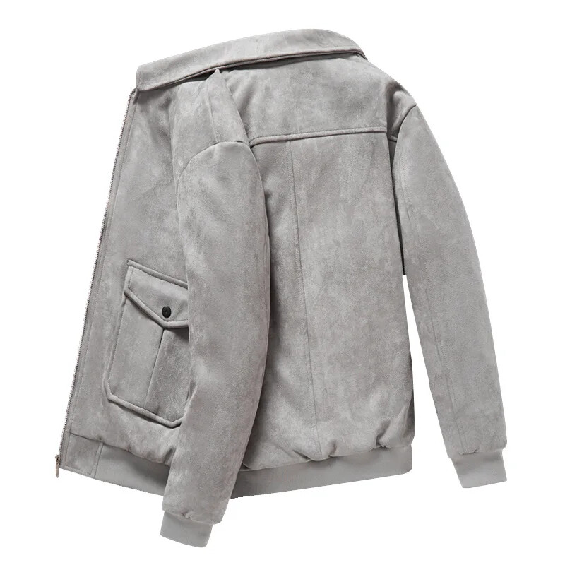 Θερμικό δερμάτινο μπουφάν για άντρες Χειμερινό παλτό μοτοσικλέτας με ζεστή φλις επένδυση ψεύτικο σουέτ, αντιανεμικό εξωτερικό αντιανεμικό επάνω μέρος με φερμουάρ αντιανεμικό