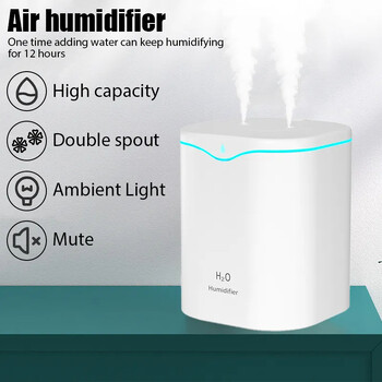 2000ML USB Double Spray Air Humidifier Port Essential Oil Aromatherapy Humificador Cool Mist Skin Care Purify for Home Office