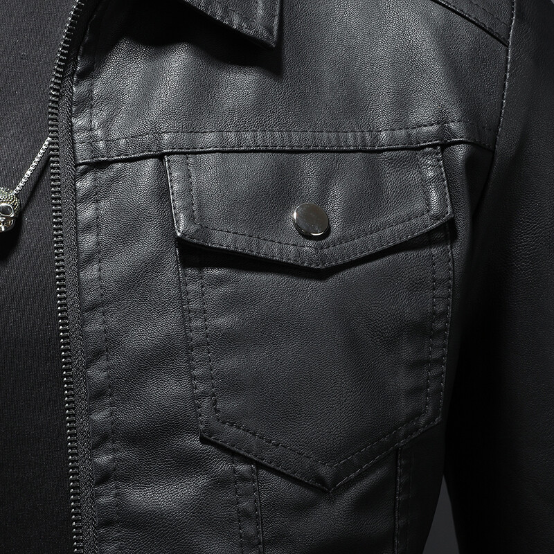 Ανοιξιάτικο νέο ανδρικό δερμάτινο τζάκετ μπουφάν πέτο νεαροί άντρες