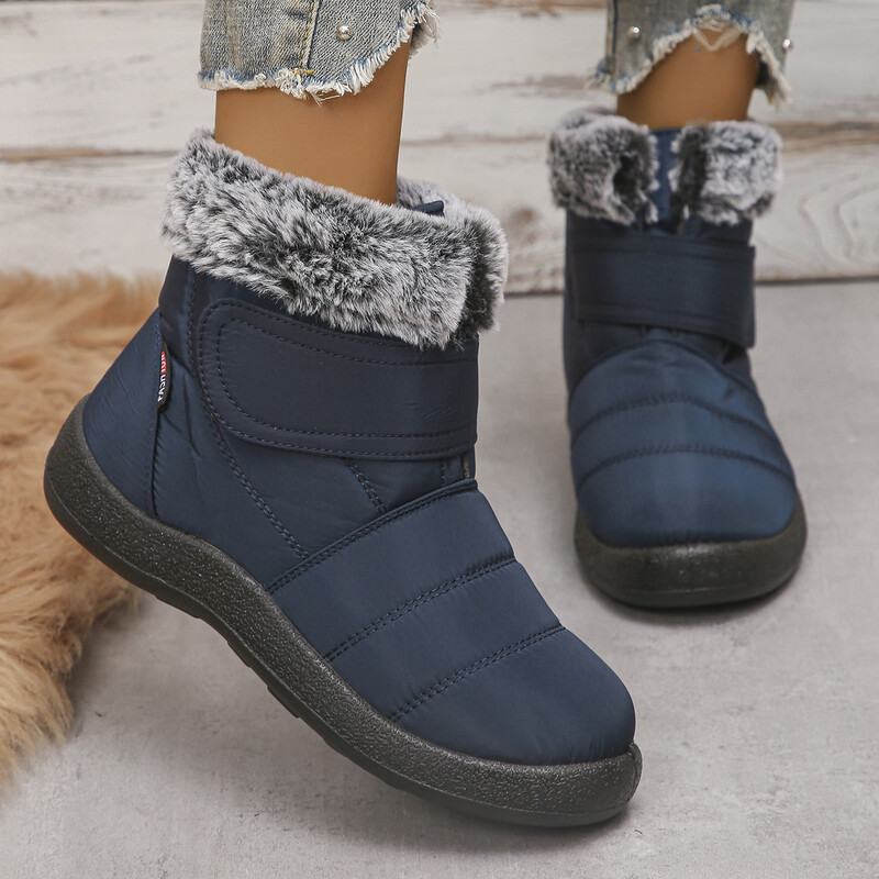 2023 Νέες Down Αδιάβροχες μπότες για χιόνι Γυναικείες μπότες από γούνα κουνελιού ζεστές χειμερινές μπότες για γυναικείες μπότες με θηλιά, χοντρά βελούδινα βαμβακερά παπούτσια Plus Size 43
