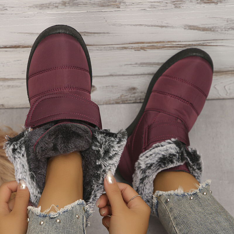 2023 Νέες Down Αδιάβροχες μπότες για χιόνι Γυναικείες μπότες από γούνα κουνελιού ζεστές χειμερινές μπότες για γυναικείες μπότες με θηλιά, χοντρά βελούδινα βαμβακερά παπούτσια Plus Size 43