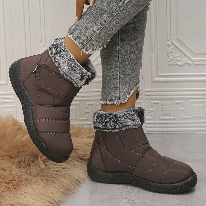 2023 Νέες Down Αδιάβροχες μπότες για χιόνι Γυναικείες μπότες από γούνα κουνελιού ζεστές χειμερινές μπότες για γυναικείες μπότες με θηλιά, χοντρά βελούδινα βαμβακερά παπούτσια Plus Size 43