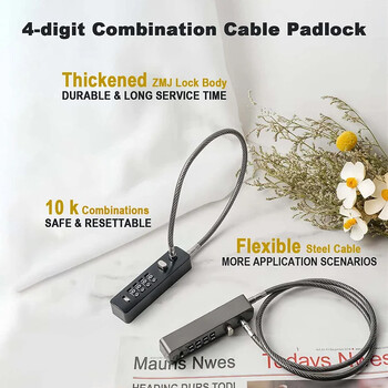 4ψήφιος συνδυασμός Long Rope Cable Lock Lock Resetable Code for Bicycle Locker File Locked Cabinet