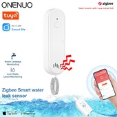 ONENUO Tuya Zigbee vandens detektorius, nuotėkio jutiklis, pavojaus signalo nuotėkio detektorius 80DB Sound Smart Life APP įspėjimo apie potvynį perpildymo apsauga