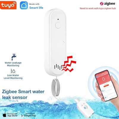 ONENUO Tuya Zigbee vandens detektorius, nuotėkio jutiklis, pavojaus signalo nuotėkio detektorius 80DB Sound Smart Life APP įspėjimo apie potvynį perpildymo apsauga