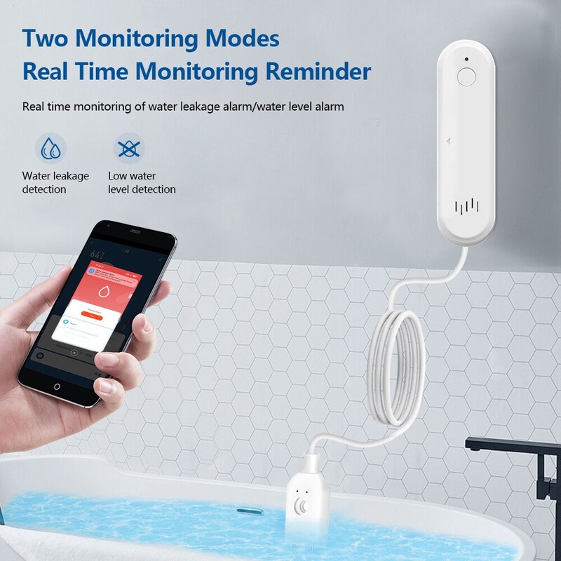 ONENUO Tuya Zigbee veedetektori lekkeanduri alarmi lekkedetektor 80DB heli Smart Life APP üleujutuse hoiatuse ülevoolu turvalisus