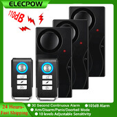 Elecpow Безжична аларма против кражба с дистанционно управление Вибрационна аларма за врати и прозорци 110dB Сигурност за домашни велосипеди Аларма срещу крадци