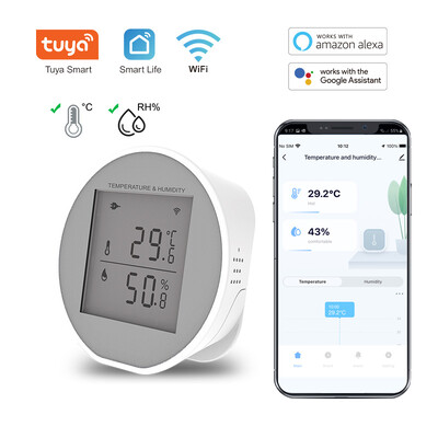 Tuya WIFI temperatūros drėgmės jutiklis patalpų higrometras termometras detektorius Smart Life App Support Alexa Google Home