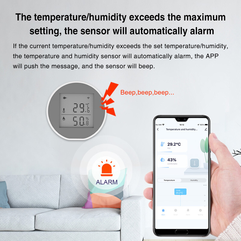 Tuya WIFI temperatuuri niiskusandur siseruumide hügromeetri termomeeter detektor Smart Life rakenduse tugi Alexa Google Home