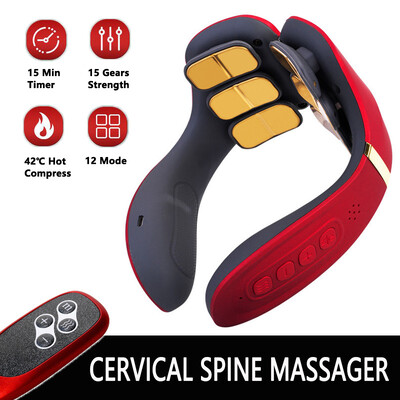 Θέρμανση 12 Heads Back And Neck Massager 15 Gears Electric Neck Massage Instrument Massager for Relieve Cervical Spondylosis