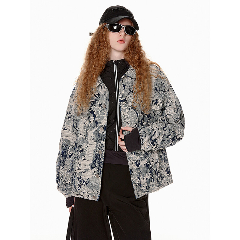 Συνονθύλευμα πλισέ Jacquard Jean Jacket for Men Fashion American Washed Ripped Denim Jackets Distressed Oversized Unisex παλτό