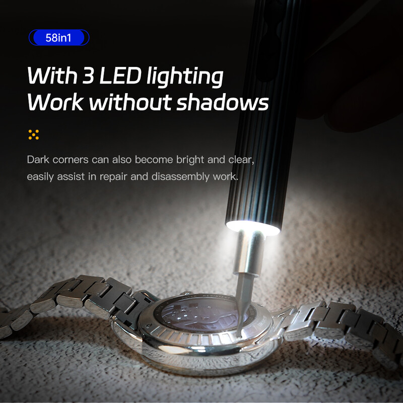 58-ühes elektriline kruvikeeraja komplekt Täppistööriistad Laetav mini-väike juhtmevaba komplekt Xiaomi Watchi mobiiltelefonide parandamiseks