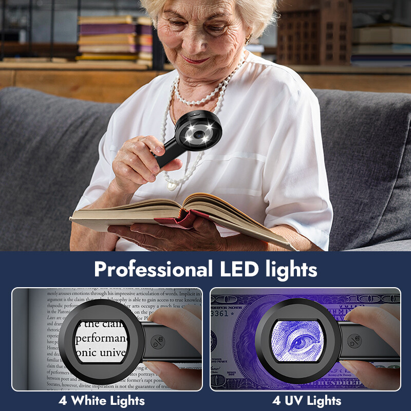 Hayve 2 colių skaitmeninis mikroskopas, 100x priartinamas didinamasis stiklas su šviesos monetų didintuvu su 2 spalvų šviesos režimu, suderinamas su Windows / Mac