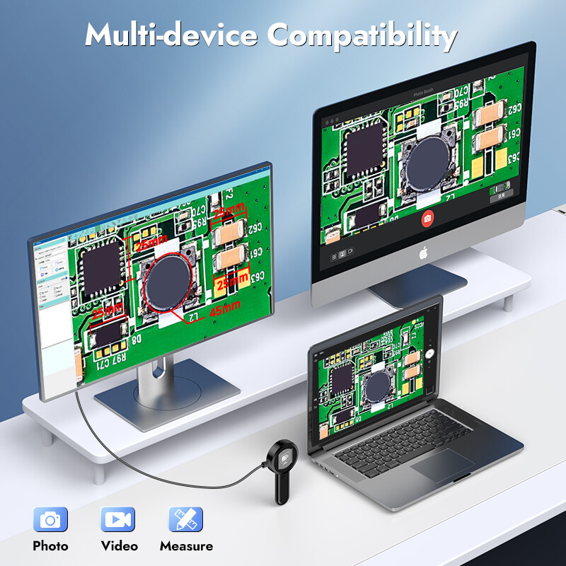 Hayve 2 colių skaitmeninis mikroskopas, 100x priartinamas didinamasis stiklas su šviesos monetų didintuvu su 2 spalvų šviesos režimu, suderinamas su Windows / Mac