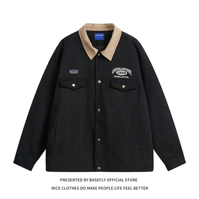 Rudens pavasario retro vintage kišeninė džinsinė džinsinė striukė Unisex vyrų beisbolo bombonešis Unisex moteriškas universalus paltas High Streetwear Prašmatnus