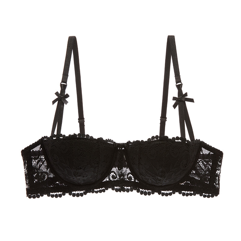 Grudnjaci s 1/2 šalice za žene Plus size donje rublje Crveno tanko donje rublje Pamuk Seksi Push Up balconette grudnjak Gornji dio crno-bijelih ABCD košarica