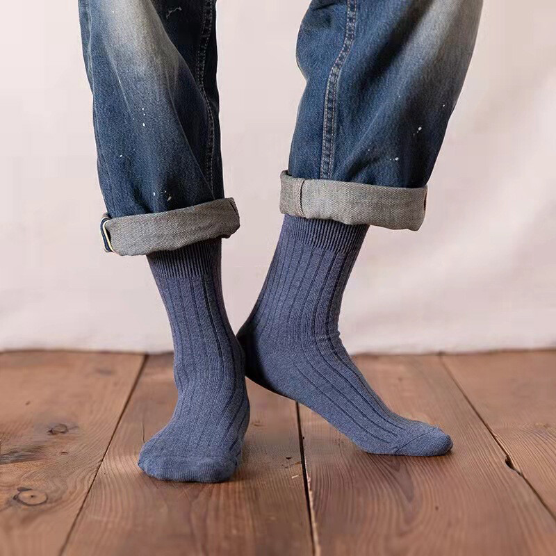 5 poros vyriškų juodai baltų šiltų kojinių rinkinys rudens ir žiemos vyriškos vienspalvės kasdienės verslo kojinės