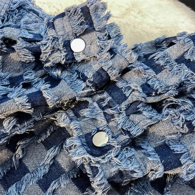 Kevadine moodne ruuduline plaaster Meeste teksamantel rev, üherealine vaba jakk Paar Retro Harajuku kardigan