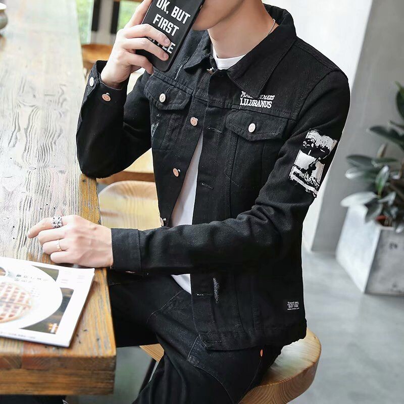 Uued tänavarõivad noortele vabaaja puuvillased jakid ühe rinnaga korea stiilis meeste teksamantel Riietus Luksuslik meeste talvejope mees