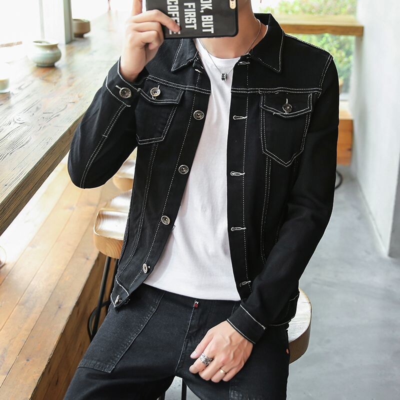 Uued tänavarõivad noortele vabaaja puuvillased jakid ühe rinnaga korea stiilis meeste teksamantel Riietus Luksuslik meeste talvejope mees