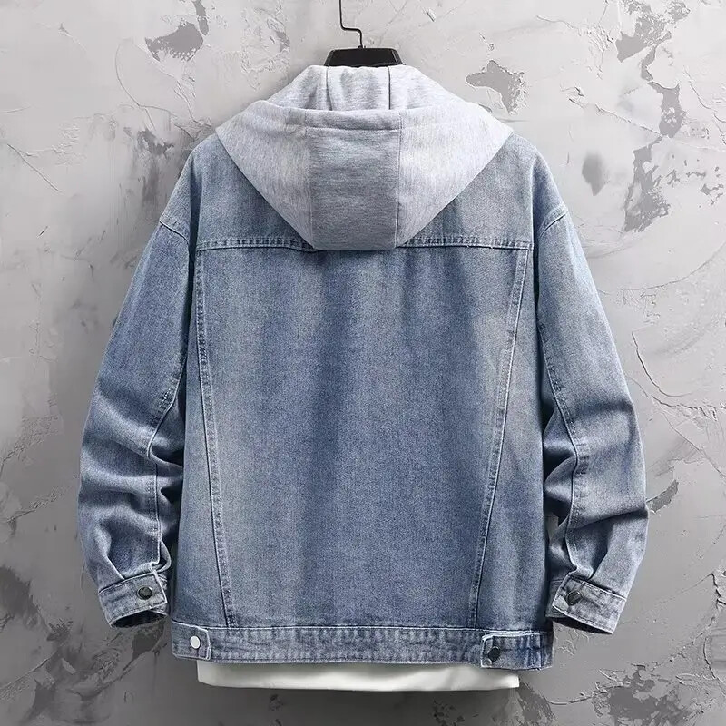 Proljetno-jesenska traper dvodijelna jakna Illusion Capuz za muškarce, ležerna studentska radna odjeća s kapuljačom, gornji kaput uobičajene dužine, širok kroj