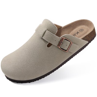 Litfun Saboți retro din plută Papuci pentru bărbați Moda Bărbați Pantofi cu pantofi cu suport pentru arc Pantofi clasici unisex de plajă Sandale pentru bărbați din piele intoarsa