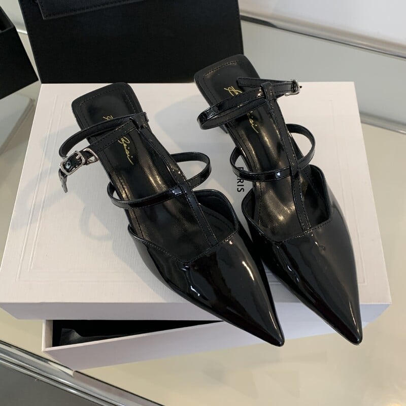 Pohodlné topánky pre ženy, dámske sandále na priehľadnom podpätku, veľká veľkosť 2024, letné dievčenské nové špicaté nízke, veľké béžové, s uzavretou prackou, remienok, rom