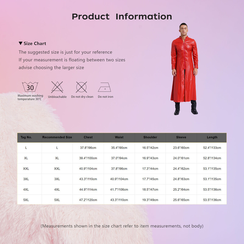 Ανδρικά Steampunk Faux Leather Trench Μακρύ παλτό γιακά με φερμουάρ Μακρυμάνικο αντιανεμικό μπουφάν Cool Punk Coat Rave Clubwear