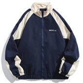 Хип-хоп университетско яке Мъжки High Street Patchwork Colour Block Windbreaker Палта Дамски пролетни есенни тънки модни колежански якета