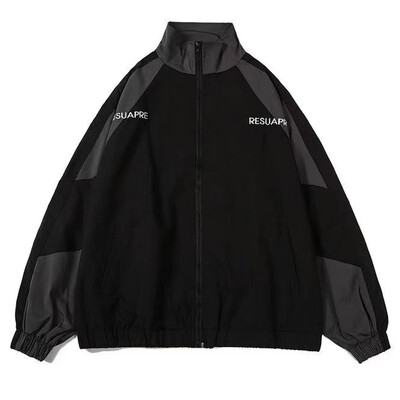 Хип-хоп университетско яке Мъжки High Street Patchwork Colour Block Windbreaker Палта Дамски пролетни есенни тънки модни колежански якета
