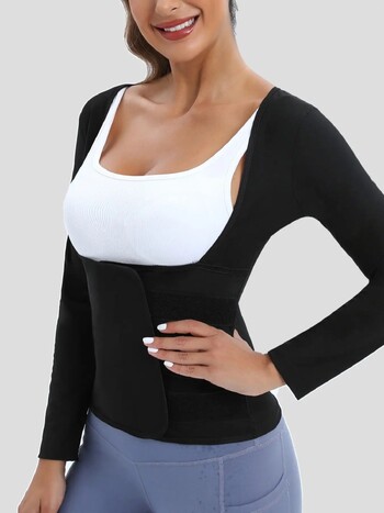 Γυναικείο κοστούμι σάουνας Sweat Body Shaper Hot Waist Trainer μακρυμάνικο πουκάμισο προπόνησης Top