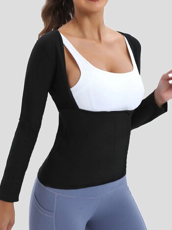 Γυναικείο κοστούμι σάουνας Sweat Body Shaper Hot Waist Trainer μακρυμάνικο πουκάμισο προπόνησης Top