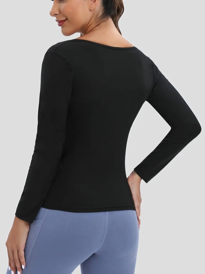 Костюм за сауна за жени Пот Body Shaper Hot Waist Trainer Риза с дълъг ръкав Тренировъчно горнище