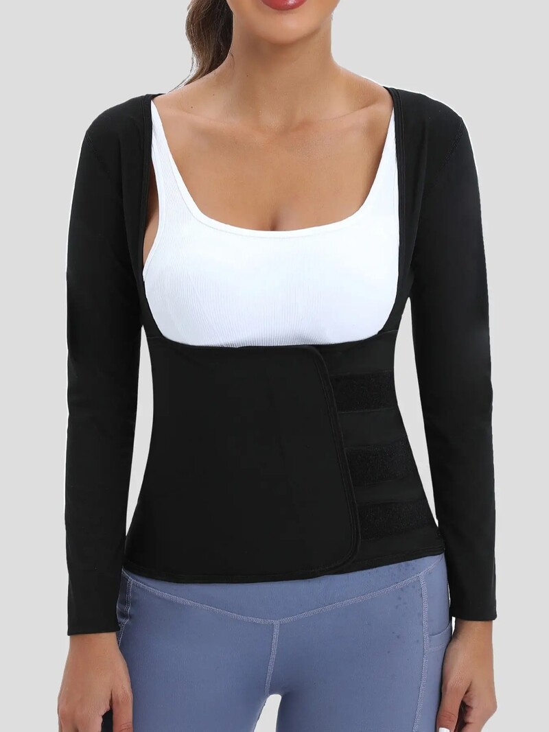 Костюм за сауна за жени Пот Body Shaper Hot Waist Trainer Риза с дълъг ръкав Тренировъчно горнище