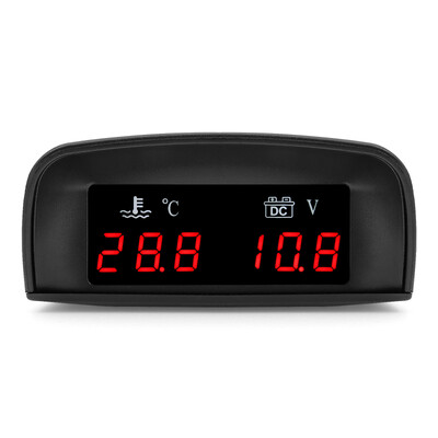12 V 24 V vízszintes műszerfal 2 az 1-ben autóipari digitális feszültségmérő vízhőmérséklet-mérő készlet volt Voltmérő adapterrel 26-40 mm