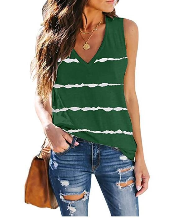 Transfrontalieră 2024 de primăvară și vară noua stație independentă de îmbrăcăminte europeană și americană în dungi cu imprimare digitală vestă largi