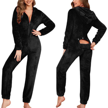 Πρωτοχρονιάτικα Sleepwear Home Ρούχα Cat Ear Butted Flap Λειτουργικές Onesies Πυτζάμες Fluffy Jumpsuit με κουκούλα Playsuit Plus Size S-5XL