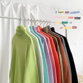 Φθινοπωρινό Πόλο Πόλο με λαιμόκοψη πουλόβερ Inner Lazy ανδρικό γυναικείο μονόχρωμο πλεκτό ευέλικτο ζεστό στρώμα βάσης Top casual σκηνή