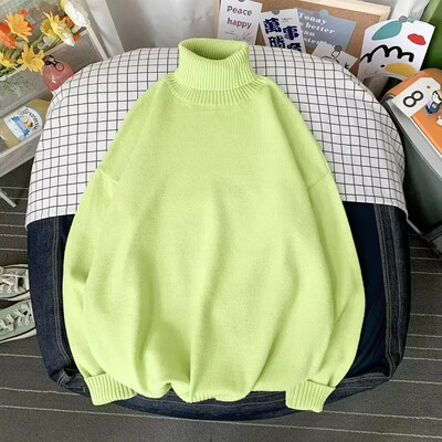 Φθινοπωρινό Πόλο Πόλο με λαιμόκοψη πουλόβερ Inner Lazy ανδρικό γυναικείο μονόχρωμο πλεκτό ευέλικτο ζεστό στρώμα βάσης Top casual σκηνή