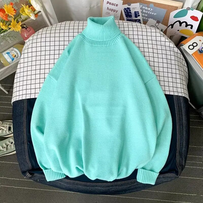 Φθινοπωρινό Πόλο Πόλο με λαιμόκοψη πουλόβερ Inner Lazy ανδρικό γυναικείο μονόχρωμο πλεκτό ευέλικτο ζεστό στρώμα βάσης Top casual σκηνή