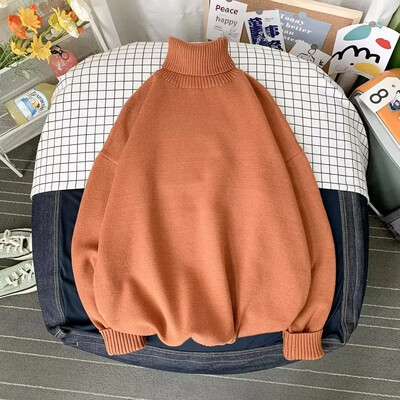 Φθινοπωρινό Πόλο Πόλο με λαιμόκοψη πουλόβερ Inner Lazy ανδρικό γυναικείο μονόχρωμο πλεκτό ευέλικτο ζεστό στρώμα βάσης Top casual σκηνή