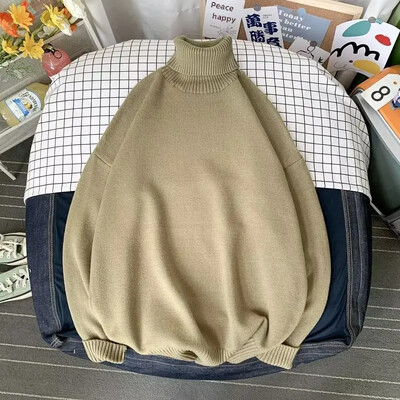 Φθινοπωρινό Πόλο Πόλο με λαιμόκοψη πουλόβερ Inner Lazy ανδρικό γυναικείο μονόχρωμο πλεκτό ευέλικτο ζεστό στρώμα βάσης Top casual σκηνή