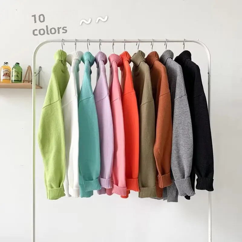 Φθινοπωρινό Πόλο Πόλο με λαιμόκοψη πουλόβερ Inner Lazy ανδρικό γυναικείο μονόχρωμο πλεκτό ευέλικτο ζεστό στρώμα βάσης Top casual σκηνή