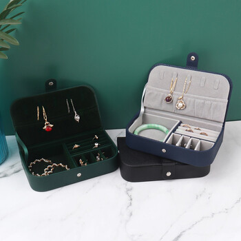 2024 Portable Jewelry Box Jewelry Organizer Οθόνη Travel Jewelry Boxes Δερμάτινη αποθήκευση με κουμπί Chenille Jewelers Joyero