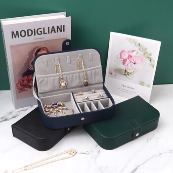 2024 Portable Jewelry Box Jewelry Organizer Οθόνη Travel Jewelry Boxes Δερμάτινη αποθήκευση με κουμπί Chenille Jewelers Joyero