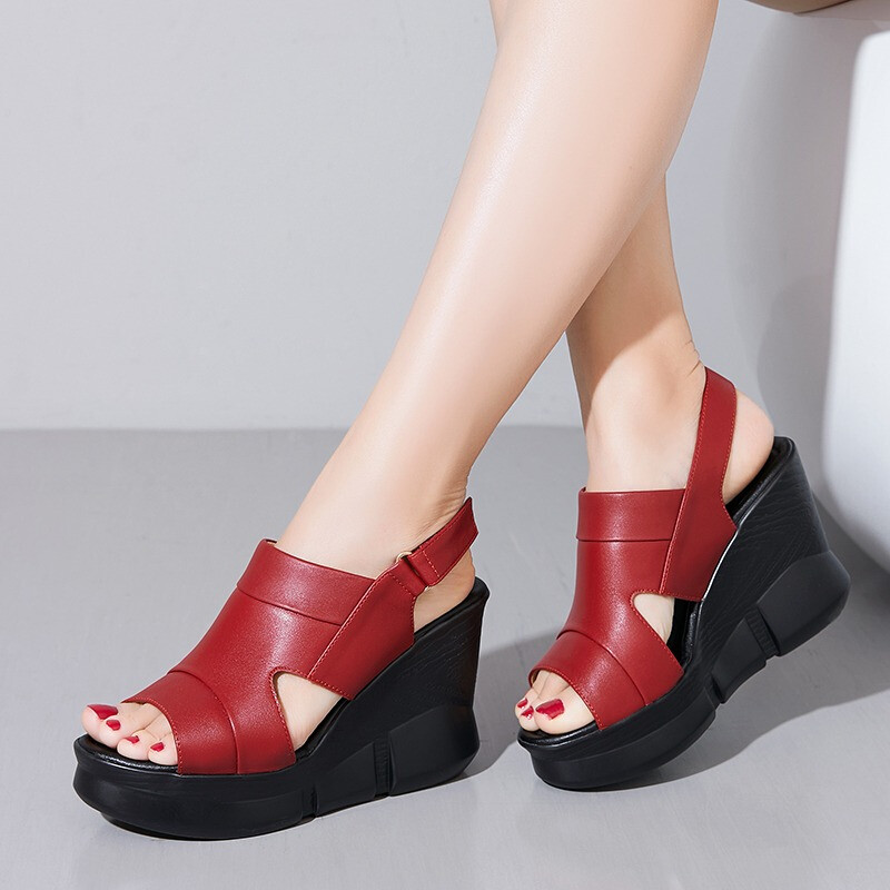 Naiste ülikõrge kontsaga sandaalid ühevärvilised kiilsandaalid suvised uus platvorm, mood avatud varbaga kalasuu sandaalid rannakingad