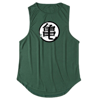 Японско аниме Turtle Script Printed Мъжко фитнес облекло Фитнес жилетка Бързосъхнеща бодибилдинг потник Мускулна риза без ръкави