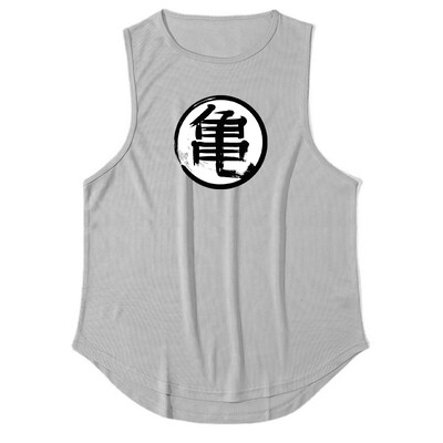 Японско аниме Turtle Script Printed Мъжко фитнес облекло Фитнес жилетка Бързосъхнеща бодибилдинг потник Мускулна риза без ръкави