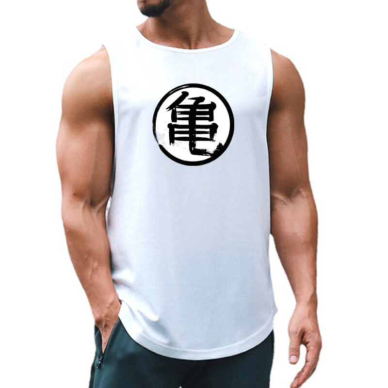 Jaapani Anime Turtle Script Prinditud meeste jõusaaliriided Fitness Vest kiiresti kuivav kulturismi tank Top Muscle varrukateta särk